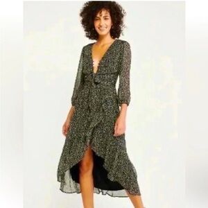 Abercrombie & Fitch Long Sleeve Floral Midi Dress Black Size S